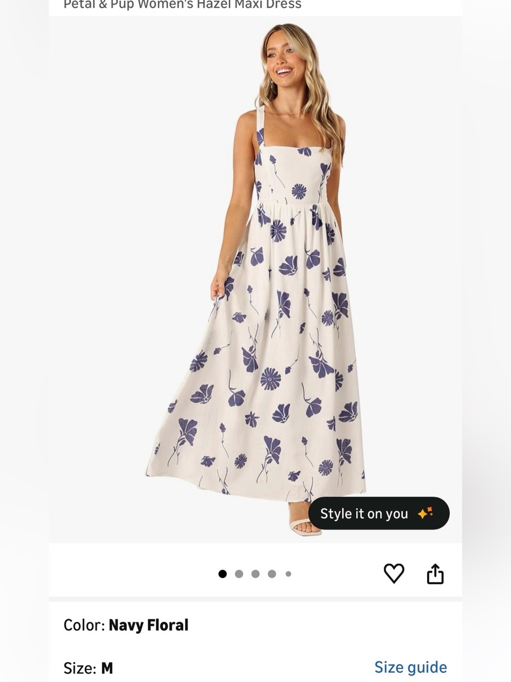 Petal & Pup Cream Maxi Dress with Navy Floral Print
